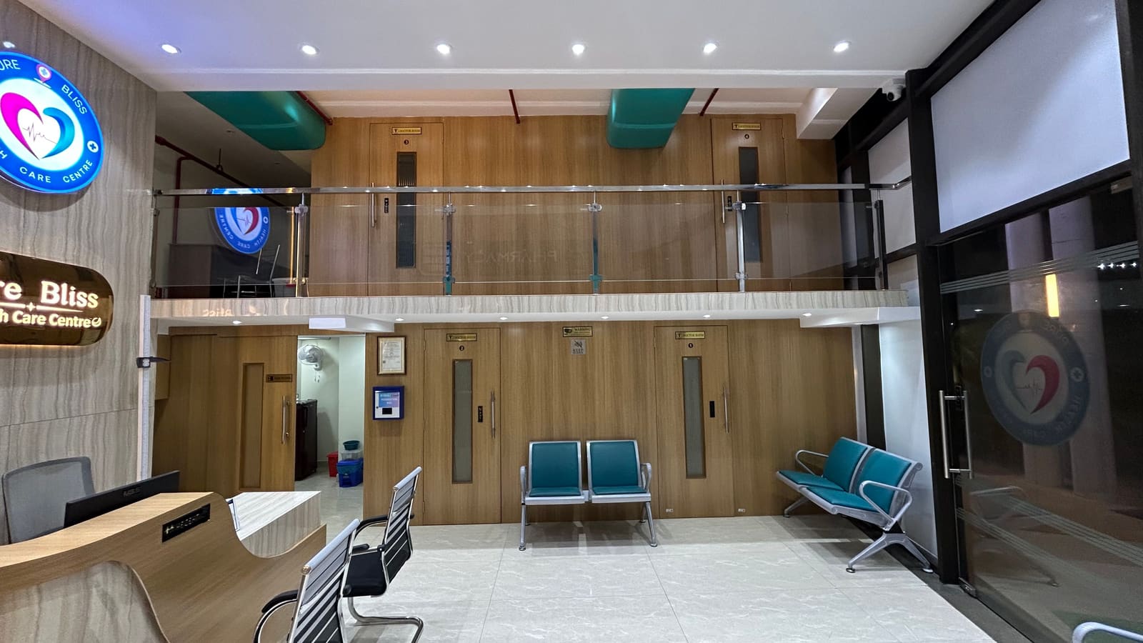 Reception desk at Pure Bliss polyclinic in New Town, Kolkata
